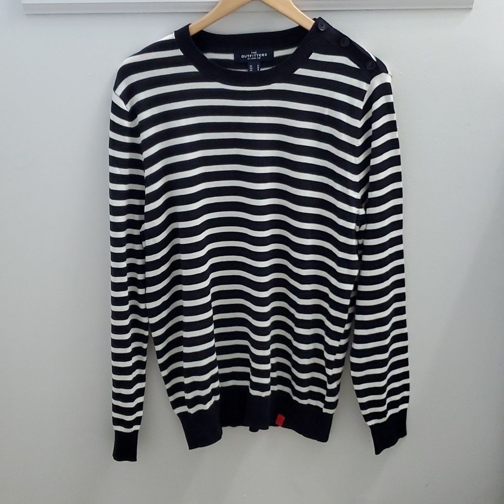 The Outfitters By Lands End Striped Cotton Modal Summer Sweater Medium